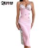 Sexy Lace Mesh Slip Dress with Underwire Bra - Sheer Floral Print Long Strapless Evening Gown for Women