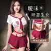 Cute JK Style Sexy Lingerie Set - One-Shoulder Crop Top & Ultra-Short Skirt, Schoolgirl-Inspired Outfit