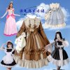 Japanese Style Plus Size Black White Lace Maid Dress - Lolita Cosplay Outfit Set for Women