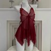 Sexy Backless Lace Sleep Dress with Butterfly Neck Strap - Sheer Mesh Lingerie Set for Women