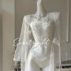 Summer Sexy Sheer Lace Bodysuit - Bedroom-Ready Pure & Tempting Matching Set with Embroidery