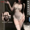 White Moonlight Pure & Tempting Lingerie Set - Sheer Mesh with Lace Trim, Open-Crotch Chain Detail, Factory Direct
