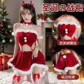 Mannyan New Year Lingerie Set - Sexy Velvet Off-Shoulder Christmas Reindeer Costume Outfit