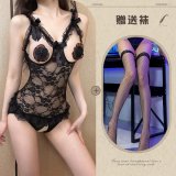 Black bodysuit + 030 black fishnet stockings
