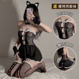 Black 035 (cat skirt + headband + gloves) includes fishnet stockings