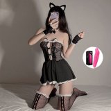 Black 035 (Cat Skirt Set) includes fishnet stockings and a vibrator.