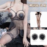 053 Black + Lace Nipple Covers + Lace Fishnet Stockings