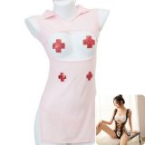White (includes matching socks) + 0650 Leaking Breast Nurse (includes blood-dripping nipple covers + fishnet stockings)