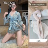 0833 Blue + White Open Crotch Socks