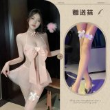 Pink + 085 Bow-tie White Stockings