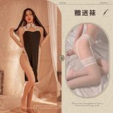 Picture set + 166 white garter stockings