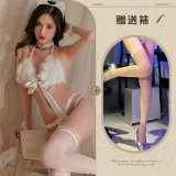 White + white fishnet stockings