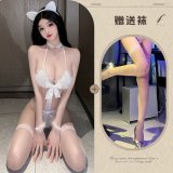 White + white fishnet stockings