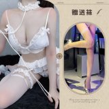 White + white fishnet stockings
