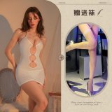White + white fishnet stockings