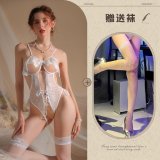 White + white fishnet stockings