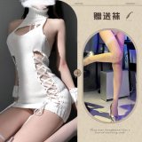 White + white fishnet stockings