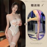 White + white fishnet stockings