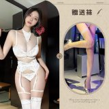 White + white fishnet stockings
