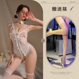 White + white fishnet stockings