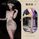 White + white fishnet stockings