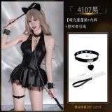 4107 Black Set + [8011 Neck Ring Chain Leash]