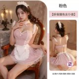 4162 Pink and White [Maid Dress + Headwear + Neck Ring + Apron + T-Shirt]