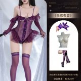 Set 4173 + [8113 Chest Necklace + 8108 Dark Purple Hair Flower + S1 Purple Stockings]