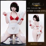 4240 Red Outfit [Three-piece top + T-shirt + Maid apron + Maid headband + Bracelet*2]