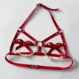 4369 Burgundy Leather Bust Bra