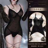Set 4472 (Black) [Slip Dress + Panties + Gloves x2 + Leg Bandages x2]