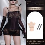 4618 Black Dress + [8131 Chain Top + 8084 Glossy Gloves]