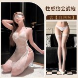 White + white fishnet stockings