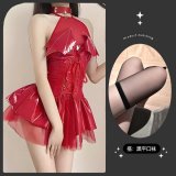 Red stockings with black trim