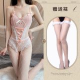 Pink + 506 lace fishnet stockings white