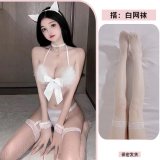 White + white fishnet stockings