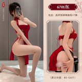 6701 Red [High-slit tie-up cheongsam + T-shirt]
