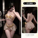 6921183366605 Gold [Bra + Open Crotch Mini Skirt]