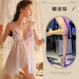 Light purple and white fishnet stockings