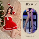Red and black fishnet stockings