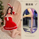 Red and white fishnet stockings