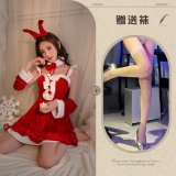 Red and white fishnet stockings