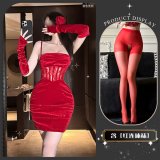 Red +8003 Red Open Crotch Socks