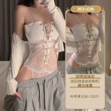 8017 White bodysuit with snap buttons and open crotch