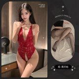 8065 Red and Black Open Crotch Stockings
