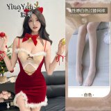 0936 Red + White Fishnet Stockings