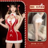 Red and white open-crotch socks
