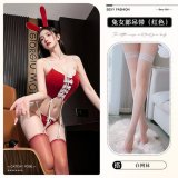 8534 Red + White Fishnet Stockings