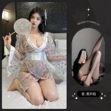 8685 White + Black Open Crotch Stockings