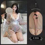 8685 White + Black Fishnet Stockings